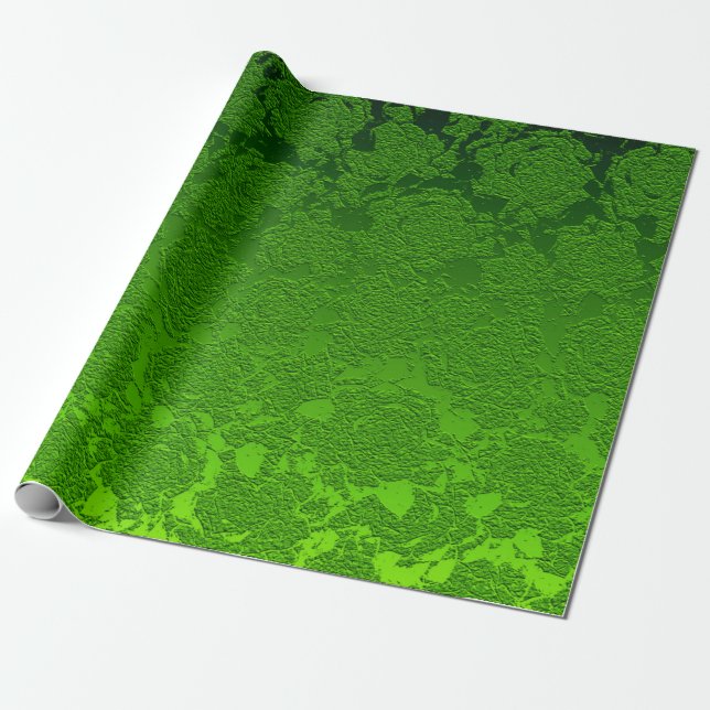 Papel De Regalo Navidades verdes Patrón Floral Suculento Metálico (Desenrollado)