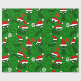 Papel De Regalo navidades verdes santa cats