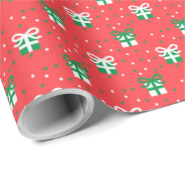 Papel De Regalo Navidades verdes y blancos con puntas de poke a