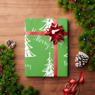 Papel De Regalo Navidades verdes y blancos contemporáneos