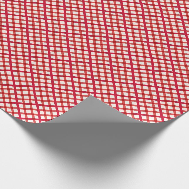 Papel De Regalo Navidades verificados envueltos en Red Gingham (Esquina)