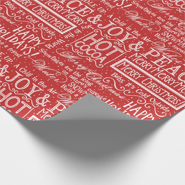 Papel De Regalo Navidades Verse rojo y blanco (Esquina)