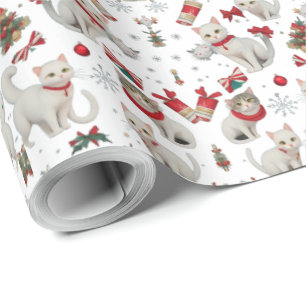 Papel De Regalo Navidades Vibes Patrón transparente de gatos