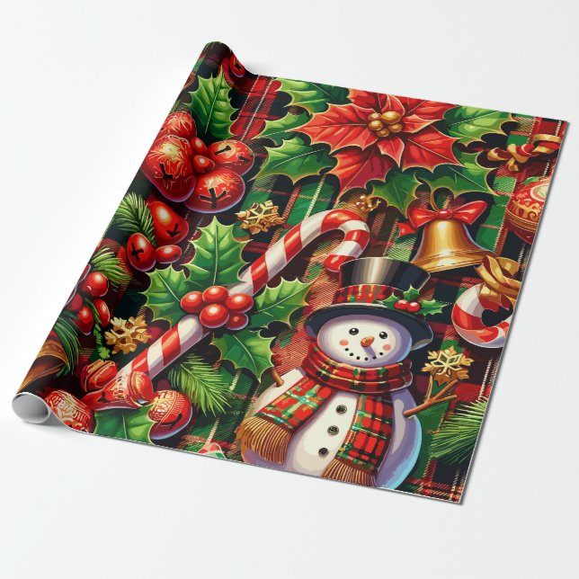 Papel De Regalo Navidades vibrantes colocados (Desenrollado)