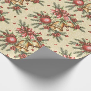 Papel De Regalo Navidades victorianos de época festiva campanan