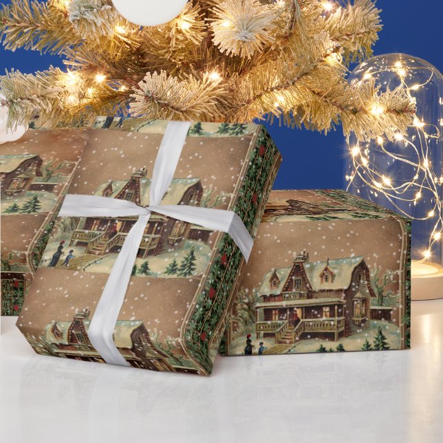 Papel De Regalo Navidades victorianos en Ilustracion de invierno (Vacaciones)