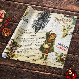 Papel De Regalo Navidades victorianos festivos Santa Chica