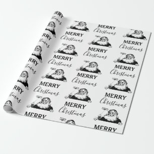 Papel De Regalo Navidades Vintage Black Papá Noel