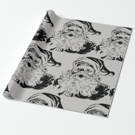 Papel De Regalo Navidades Vintage de Santa Black y Gray