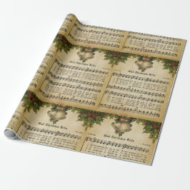 Papel De Regalo Navidades Vintage Glad Bells Carol Script Print