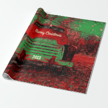 Navidades Vintage Red Green Rustic Truck=
