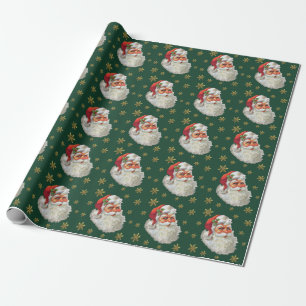 Papel De Regalo Navidades Vintage Santa Claus Watercolor Holiday