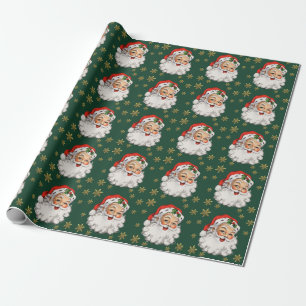 Papel De Regalo Navidades Vintage Santa Claus Watercolor Holiday