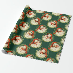 Papel De Regalo Navidades Vintage Santa Claus Watercolor Holiday
