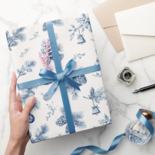 Papel De Regalo Navidades Vintage Toile de Jouy Dusty Blue