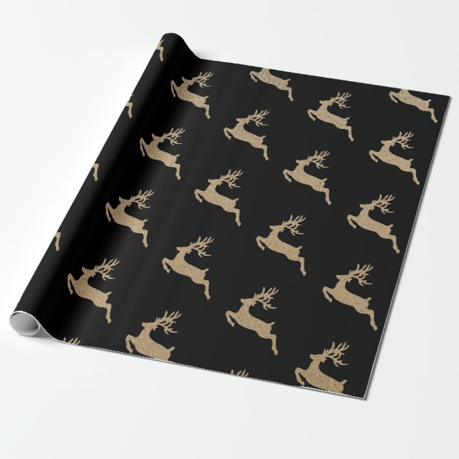 Papel De Regalo Navidades Vip Deer Black Cardboard Año Nuevo (Desenrollado)