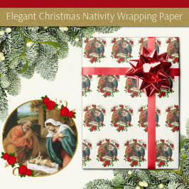 Papel De Regalo Navidades Virgen María Niño Jesús José Natividad