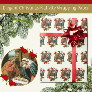 Papel De Regalo Navidades Virgen María Niño Jesús José Natividad