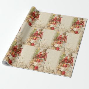 Papel De Regalo Navidades vitalizan el viejo St. Nick y los niños