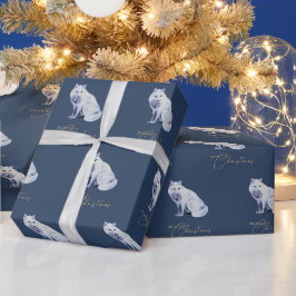 Papel De Regalo Navidades Watercolor White Arctic Fox