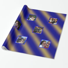 Papel De Regalo Navidades Wavy Pattern Gold & Blue 8 Fotos