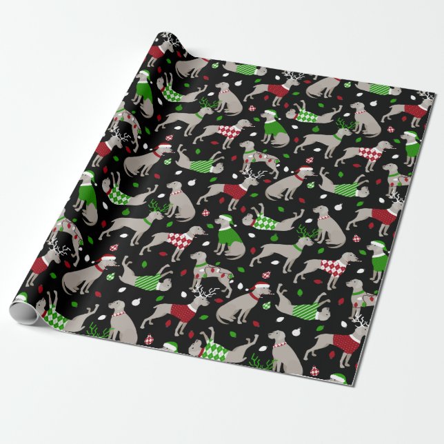 Papel De Regalo Navidades Weimaraner Dog (Desenrollado)
