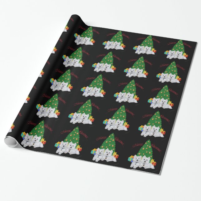 Papel De Regalo Navidades Westie (Desenrollado)