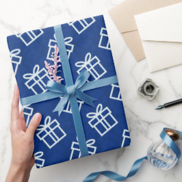 Papel De Regalo Navidades White Presenta con fondo azul
