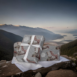 Papel De Regalo Navidades Wingback Copos de nieve Acero Gris