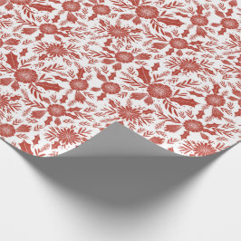 Papel De Regalo Navidades Woodcut Red Botánica