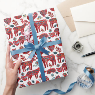 Papel De Regalo Navidades Woodland Animals Folk Art