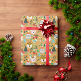 Papel De Regalo Navidades Woodland Festive Furry Friends Amarillo