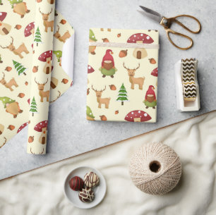 Papel De Regalo Navidades Woodland Gnome   Vacaciones