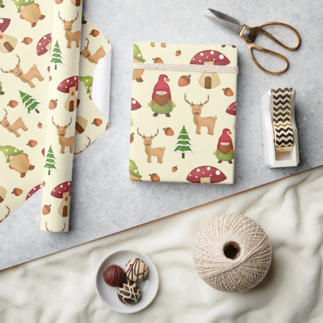 Papel De Regalo Navidades Woodland Gnome | Vacaciones (Artesanía)