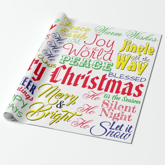 Papel De Regalo Navidades Word Art (Desenrollado)