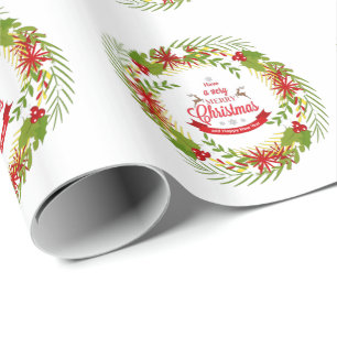 Papel De Regalo Navidades Wreath con Mistletoe