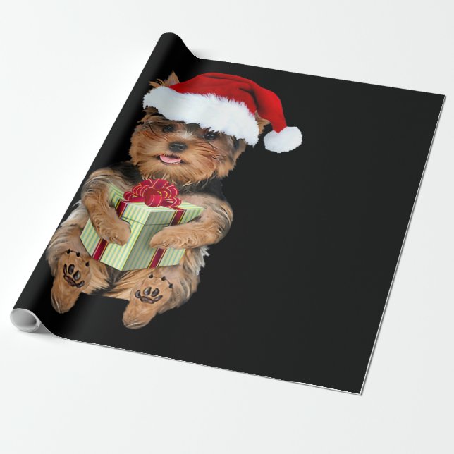 Papel De Regalo Navidades Yorkie - Perro divertido de Yorkshire Te (Desenrollado)