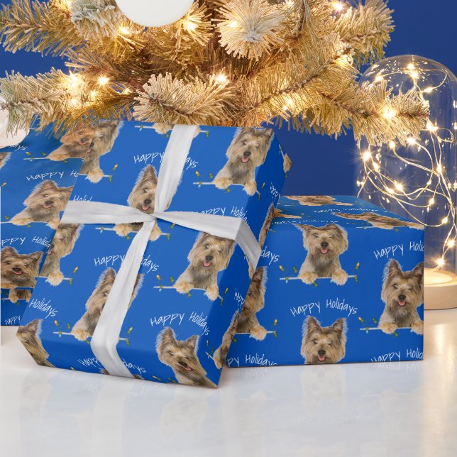 Papel De Regalo Navidades Yorkshire Terrier On Blue (Vacaciones)