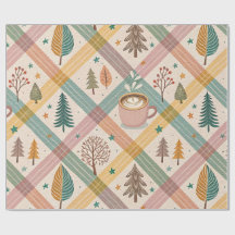 Papel de regalo navideño a cuadros rosados