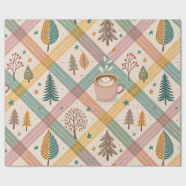 Papel de regalo navideño a cuadros rosados