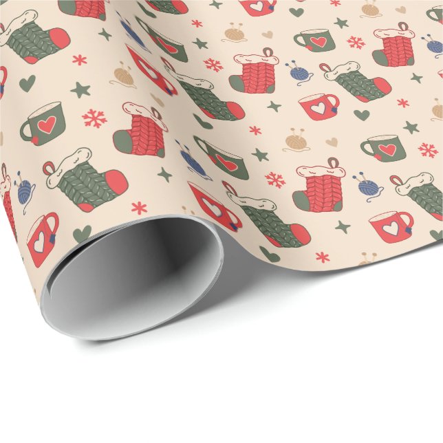 Papel de Regalo Navideño Acogedor y Cómodo - Clási (Esquina del rollo)