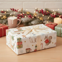Papel de Regalo Navideño Amigos Festivos Encantado