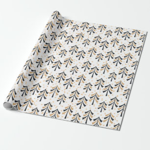Papel de regalo navideño Árboles de Navidad de Oro