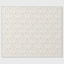 Papel de regalo navideño botánico neutral suave