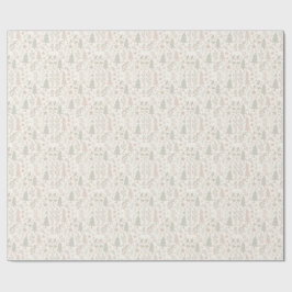 Papel de regalo navideño botánico neutral suave