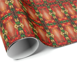 Papel de regalo navideño con adornos dorados