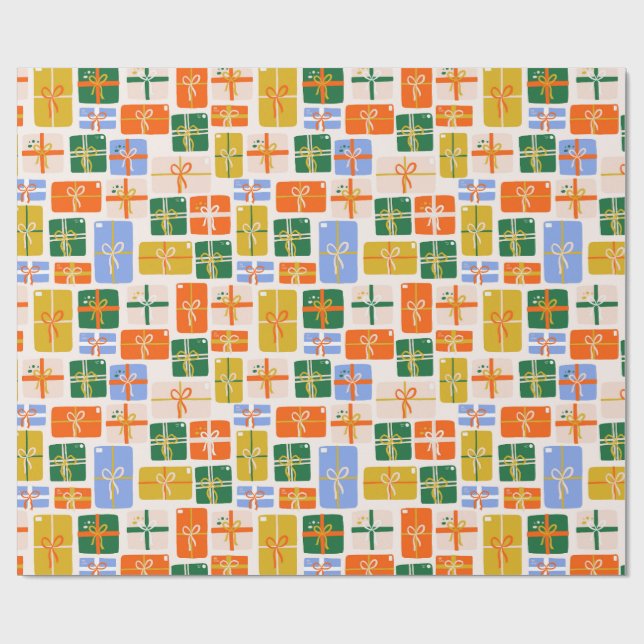 Papel de regalo navideño con estampado de regalito (Superficie plana)