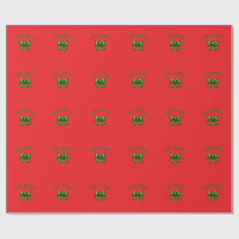 Papel de regalo navideño con lazo verde