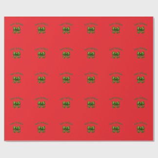 Papel de regalo navideño con lazo verde
