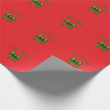 Papel de regalo navideño con lazo verde